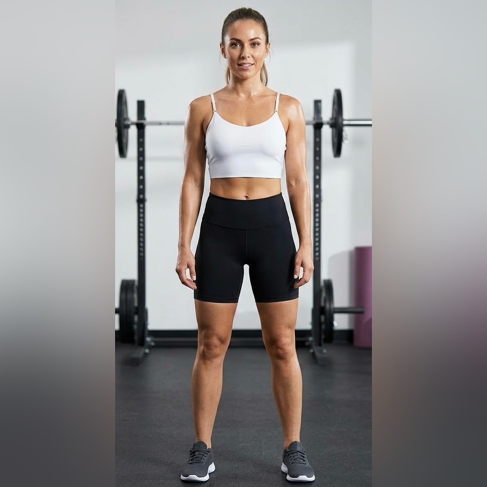 Gymshark White Flowy Athletic Activewear Sports Bra Crop Top Workout Yoga Gym